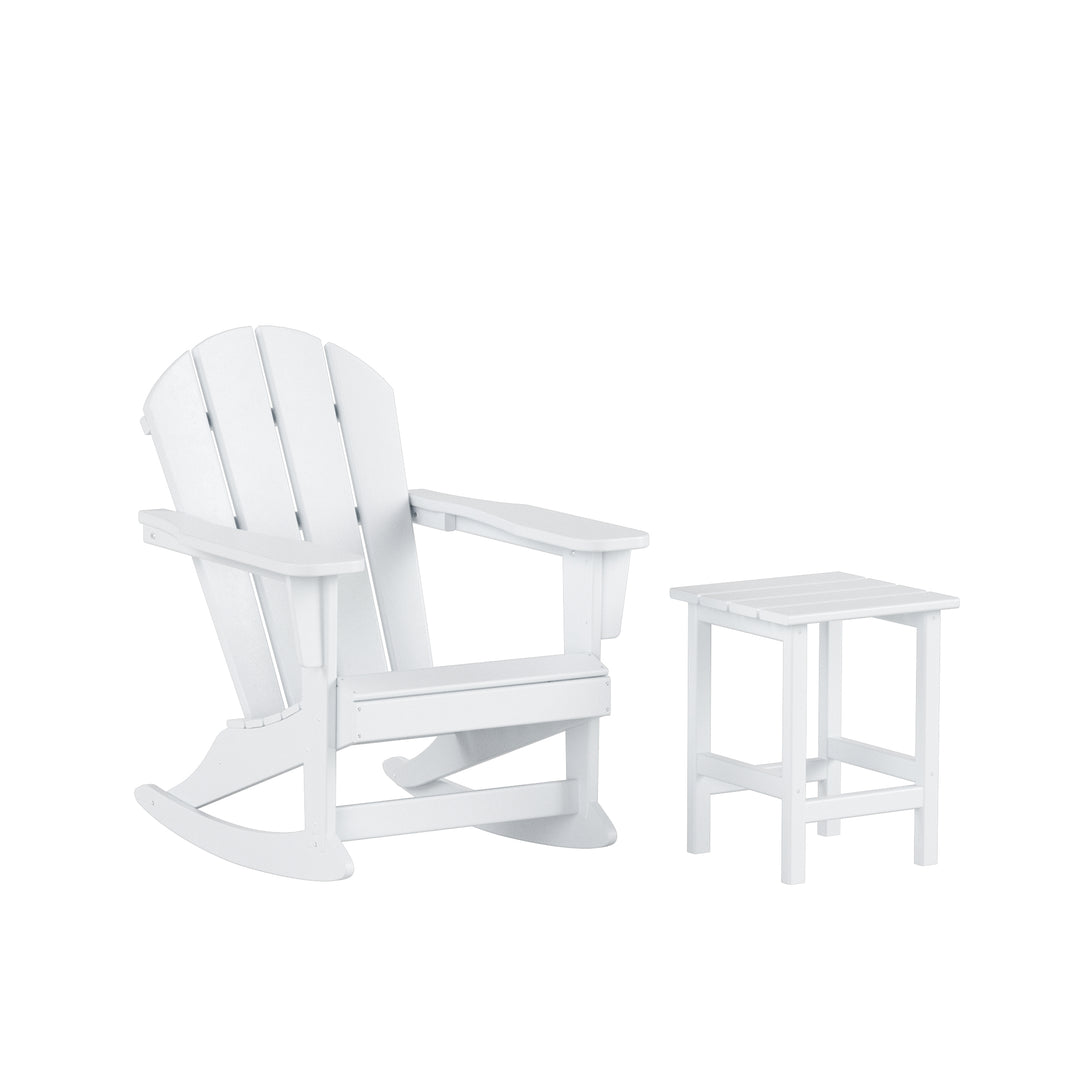 Malibu Outdoor Patio Rocking Adirondack Chairs with Side Table Set