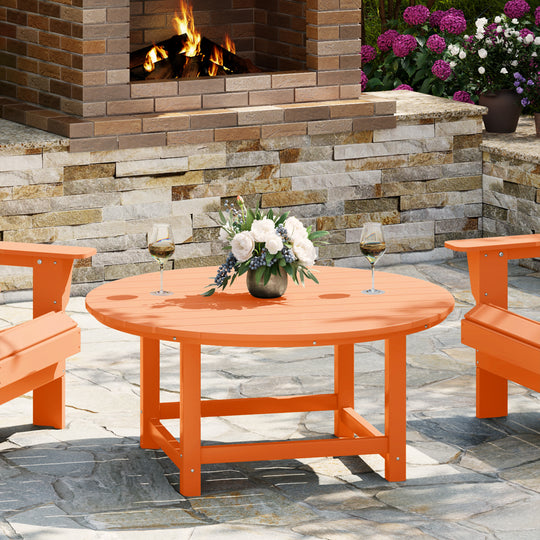 Malibu Low Outdoor HDPE Round Patio Coffee Table