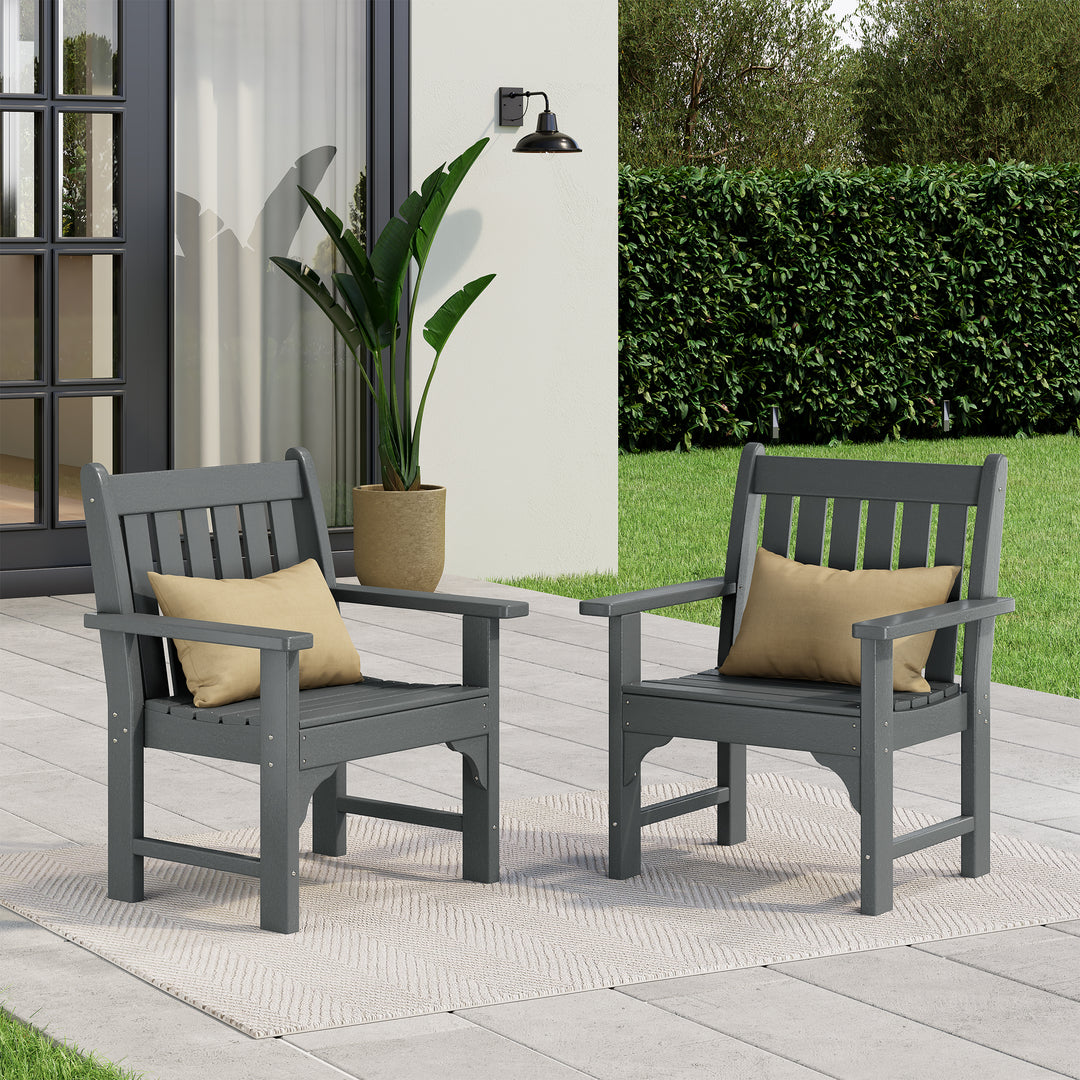Malibu Outdoor Patio HDPE Adirondack Dining Arm Chairs (Set of 2)