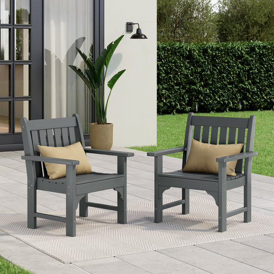 Malibu Outdoor Patio HDPE Adirondack Dining Arm Chairs (Set of 2)