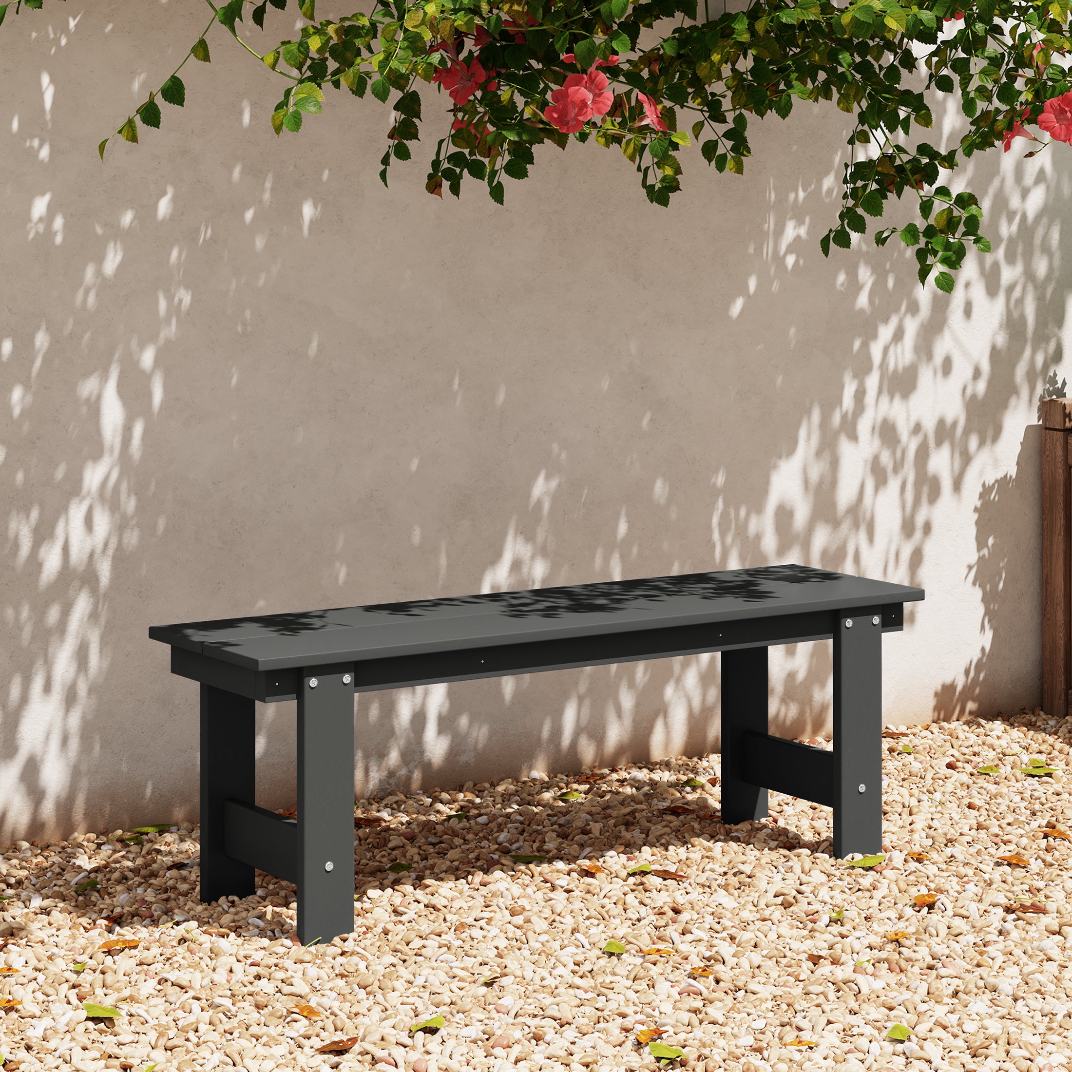 Ashore Outdoor HDPE 48" Modern Backless Patio Bench