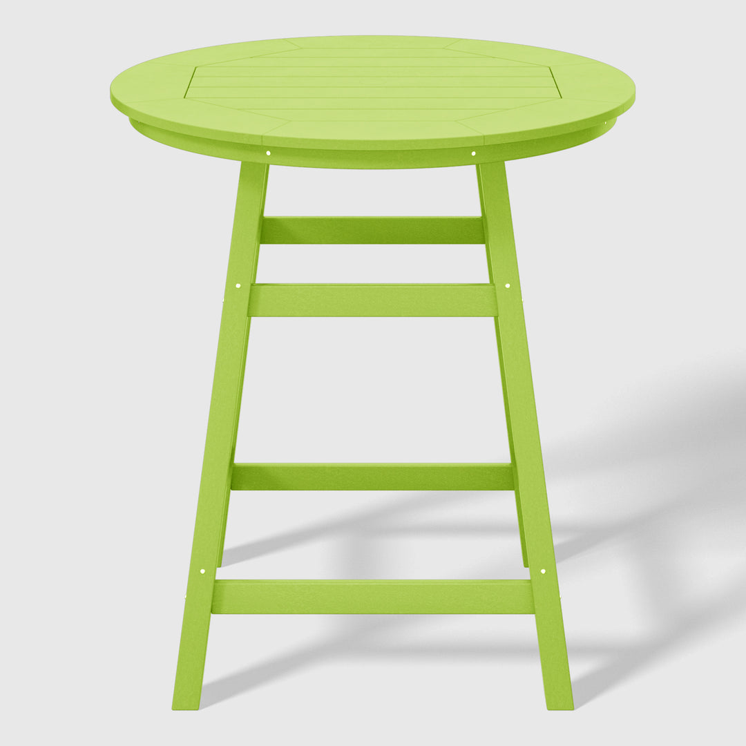 Malibu 5-Piece HDPE Outdoor Patio Dining Bar Bistro Table Set with Counter High Round Bar Stools