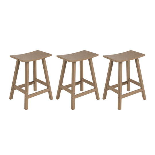 Malibu 24" HDPE Outdoor Patio Counter Height Bar Stools (Set of 3)