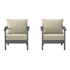 Avalon Outdoor Modern HDPE Patio Club Chairs with Deep Seat Cushions (Set of 2)