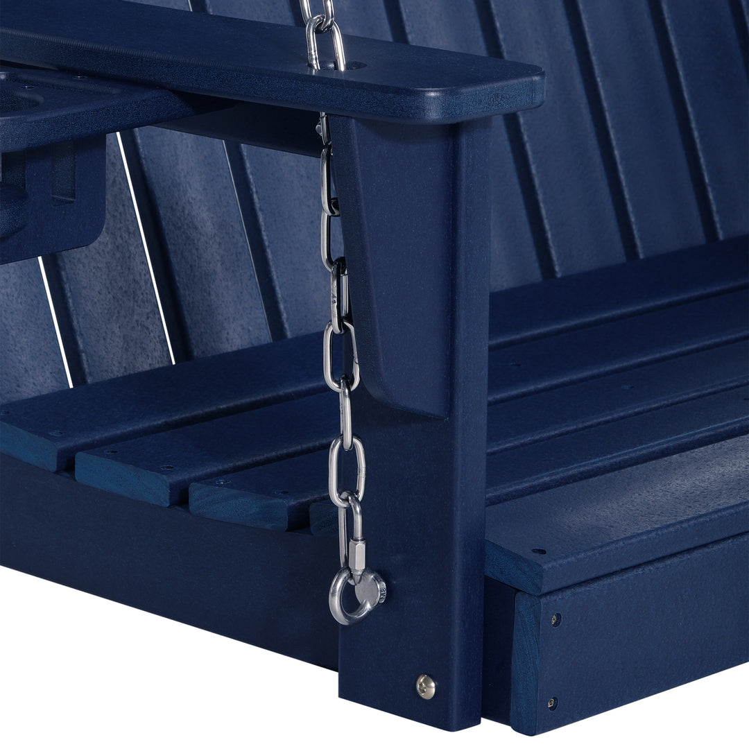 St. Augustine 4ft Outdoor HDPE Poly Farmhouse Hanging Porch Swing With Cup Holders