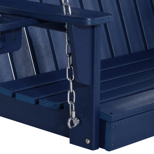 St. Augustine 4ft Outdoor HDPE Poly Farmhouse Hanging Porch Swing With Cup Holders