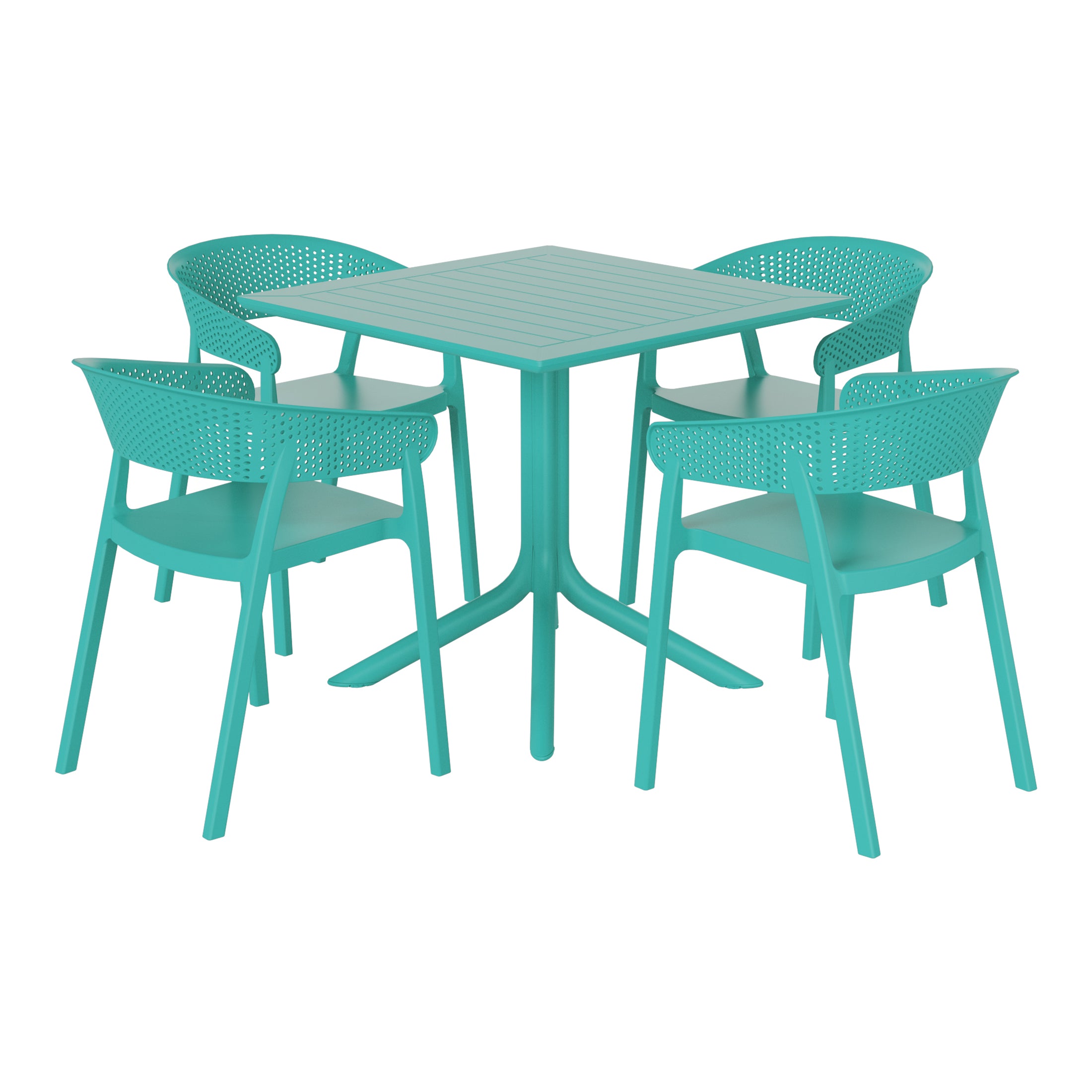 Playa 5-Piece Outdoor Resin Square Patio Dining Table Set with Stackable Patio Dining Chairs