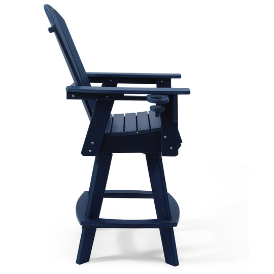 Malibu Outdoor HDPE Swivel Adirondack Bar Height Chair With Cup Holder