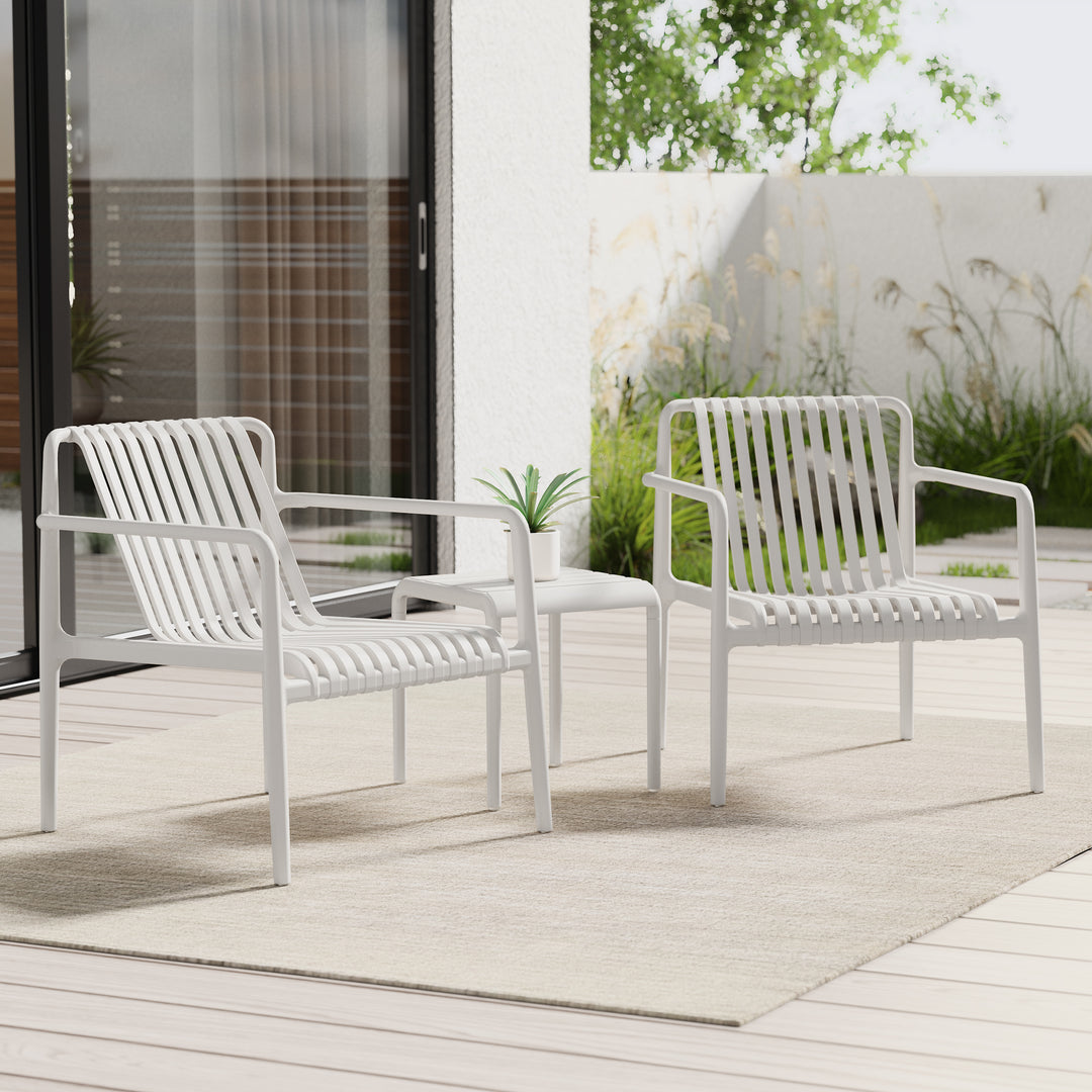 Playa Outdoor Modern Stackable Plastic Patio Club Armchairs (Set of 2)