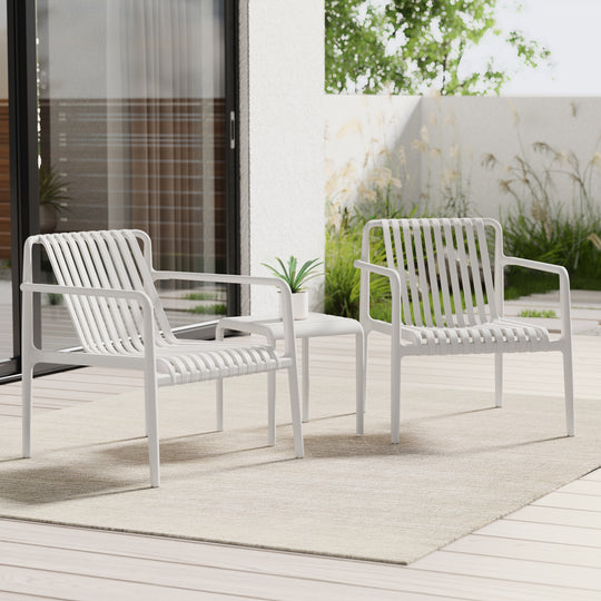 Playa Outdoor Modern Stackable Plastic Patio Club Armchairs (Set of 2)