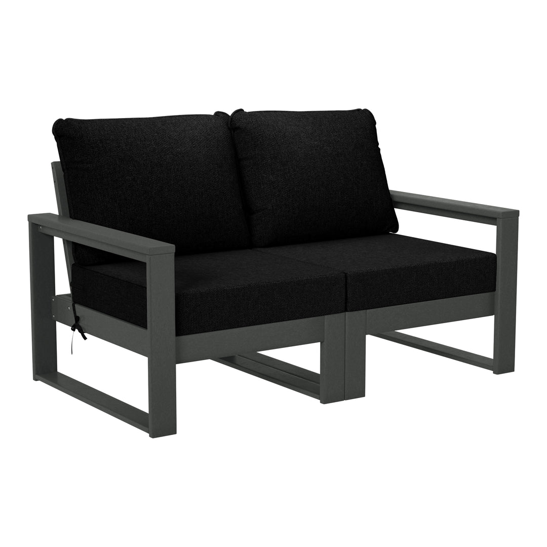 Montara Outdoor HDPE All-Weather Modern Patio Loveseat with Waterproof Cushions