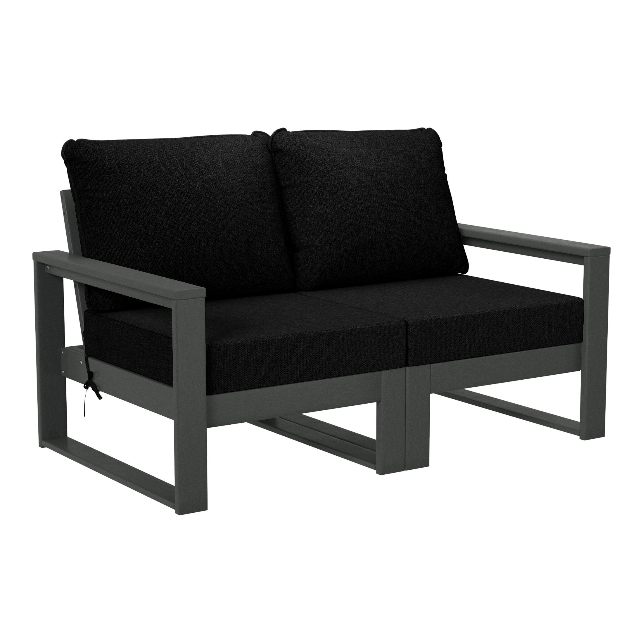 Montara Outdoor HDPE All-Weather Modern Patio Loveseat with Waterproof Cushions