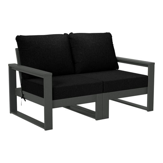 Montara Outdoor HDPE All-Weather Modern Patio Loveseat with Waterproof Cushions