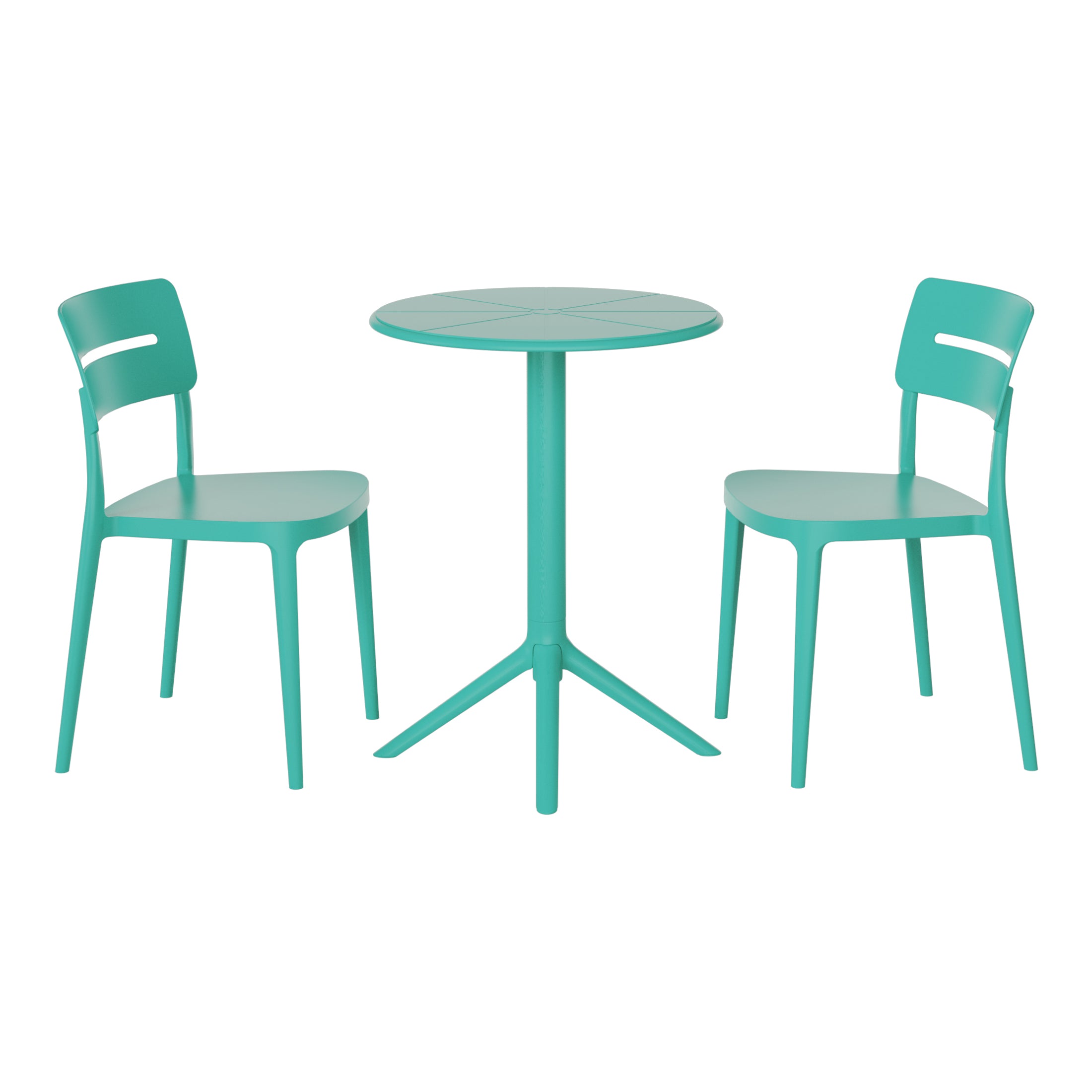 Playa 3-Piece Outdoor Resin Patio Bistro Set with Stackable Patio Dining Chairs