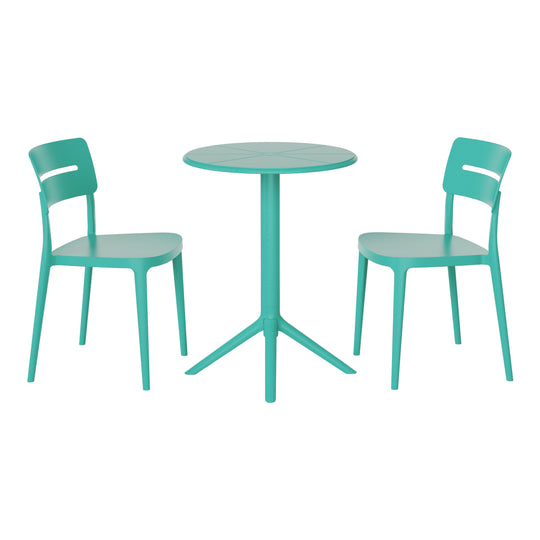 Playa 3-Piece Outdoor Resin Patio Bistro Set with Stackable Patio Dining Chairs