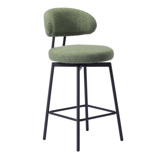 Alexandria Modern Upholstered Sherpa Fabric Counter Height Bar Stools with Back (Set of 2)