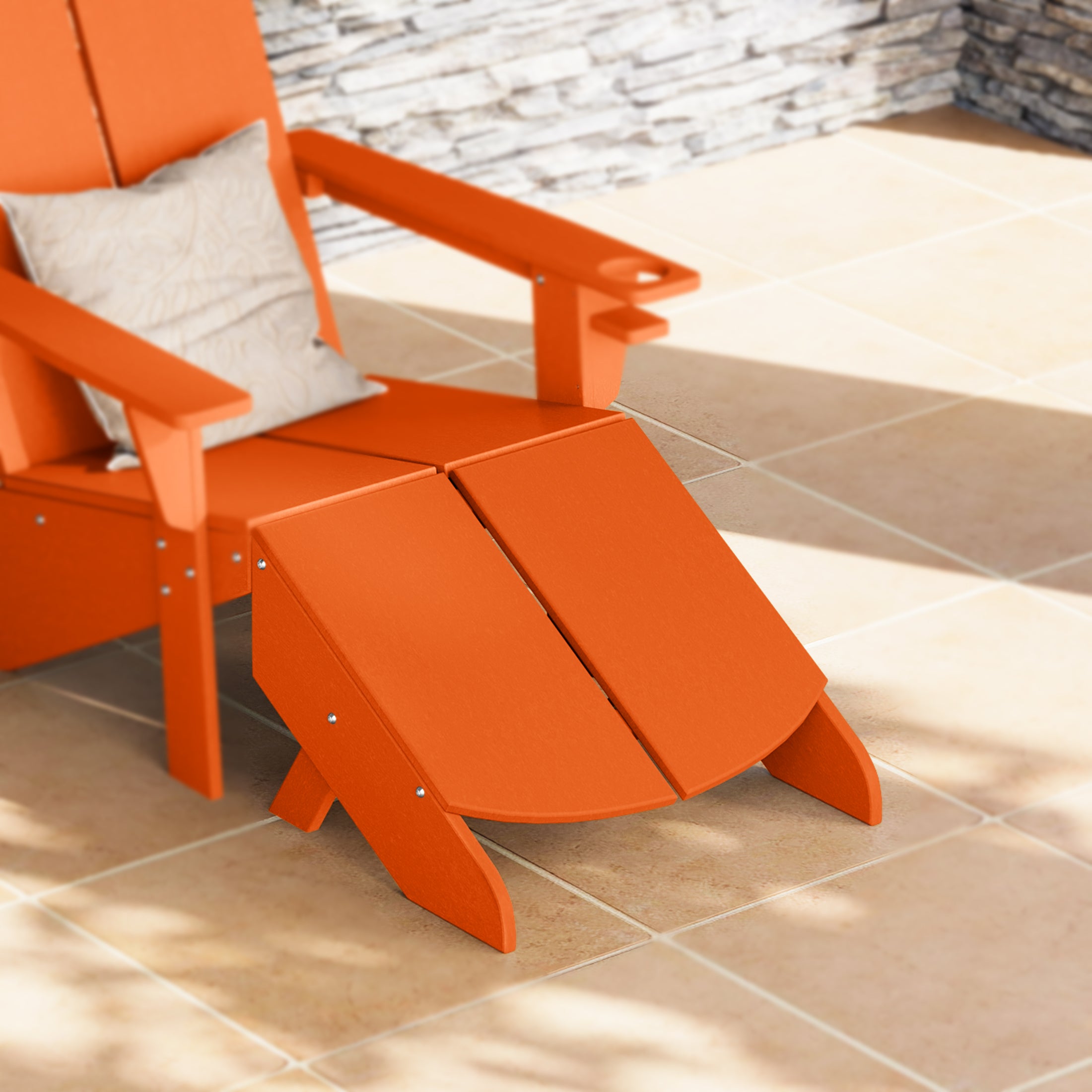 Riviera Modern HDPE Plastic Folding Patio Adirondack Ottoman