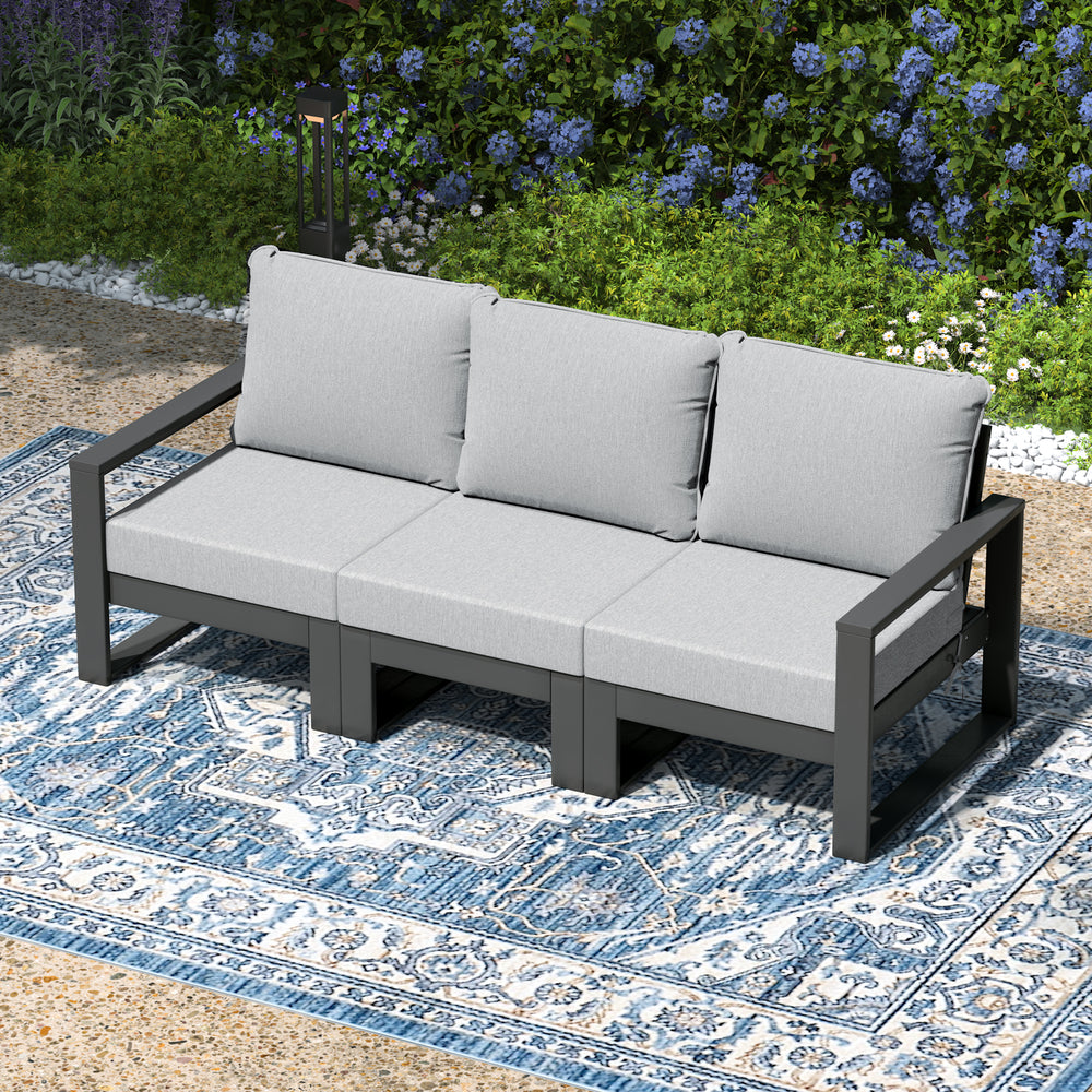 Montara Outdoor HDPE All-Weather Modern Deep Seating Patio Sofa with Waterproof Cushions