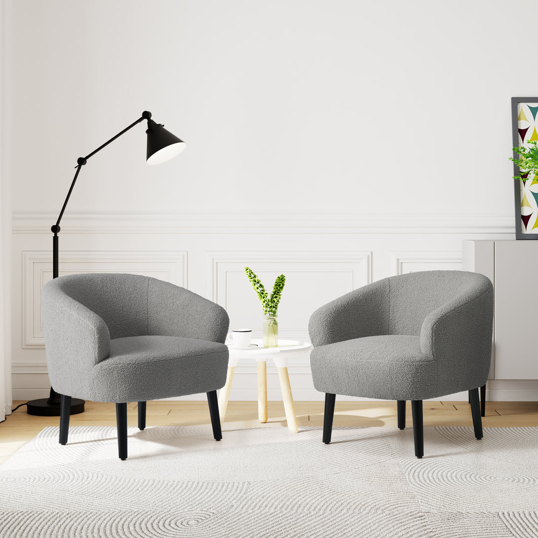 Alexandria 29" Wide Mid Century Modern Club Barrel Accent Armchair, Set of Two