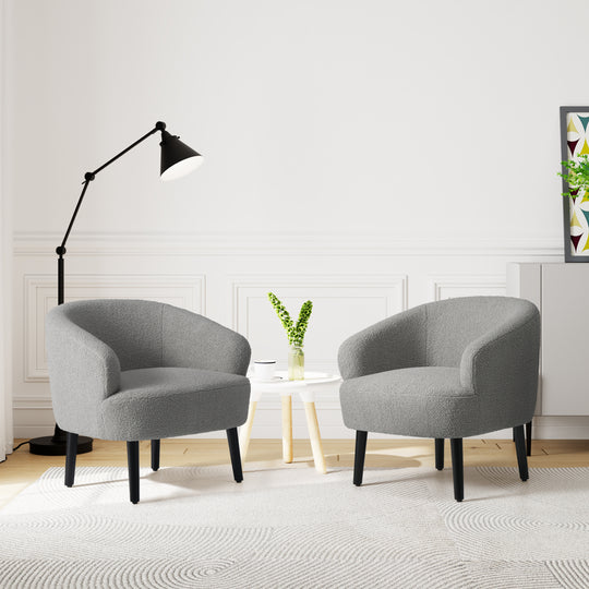 Alexandria 29" Wide Mid Century Modern Club Barrel Accent Armchair, Set of Two