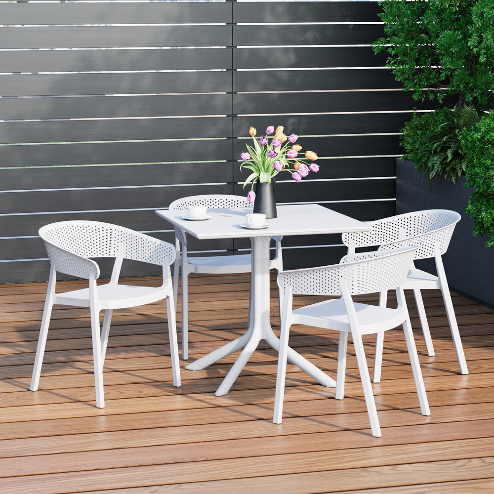 Playa 5-Piece Modern Patio Square Dining Table Set with Stackable Patio Dining Chairs