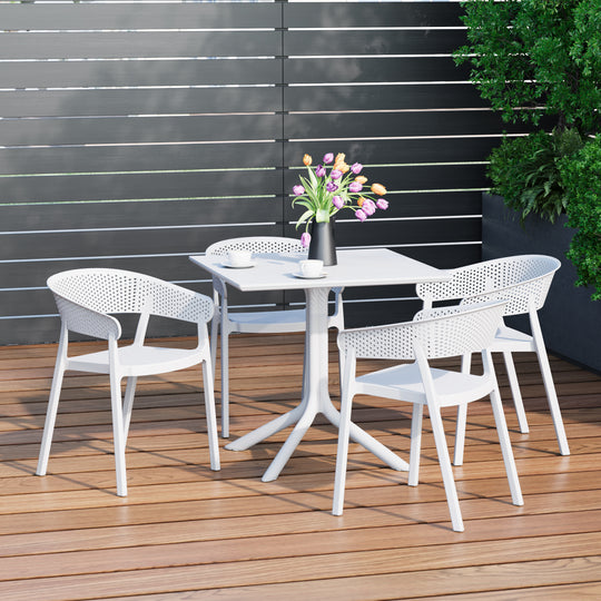 Playa 5-Piece Modern Patio Square Dining Table Set with Stackable Patio Dining Chairs