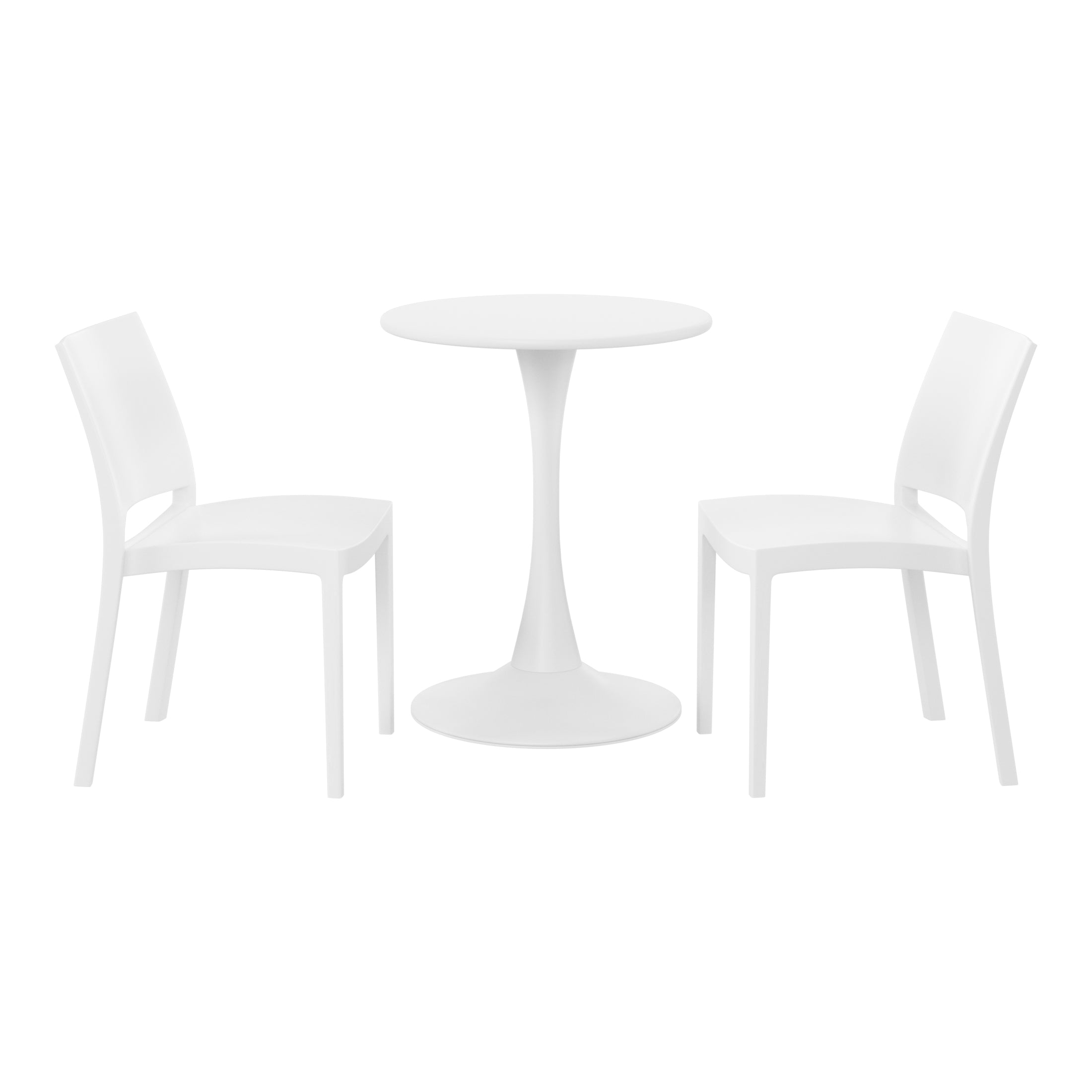 Playa 3-Piece Outdoor Round Metal Patio Dining Table Set With Stackable Patio Dining Side Chairs