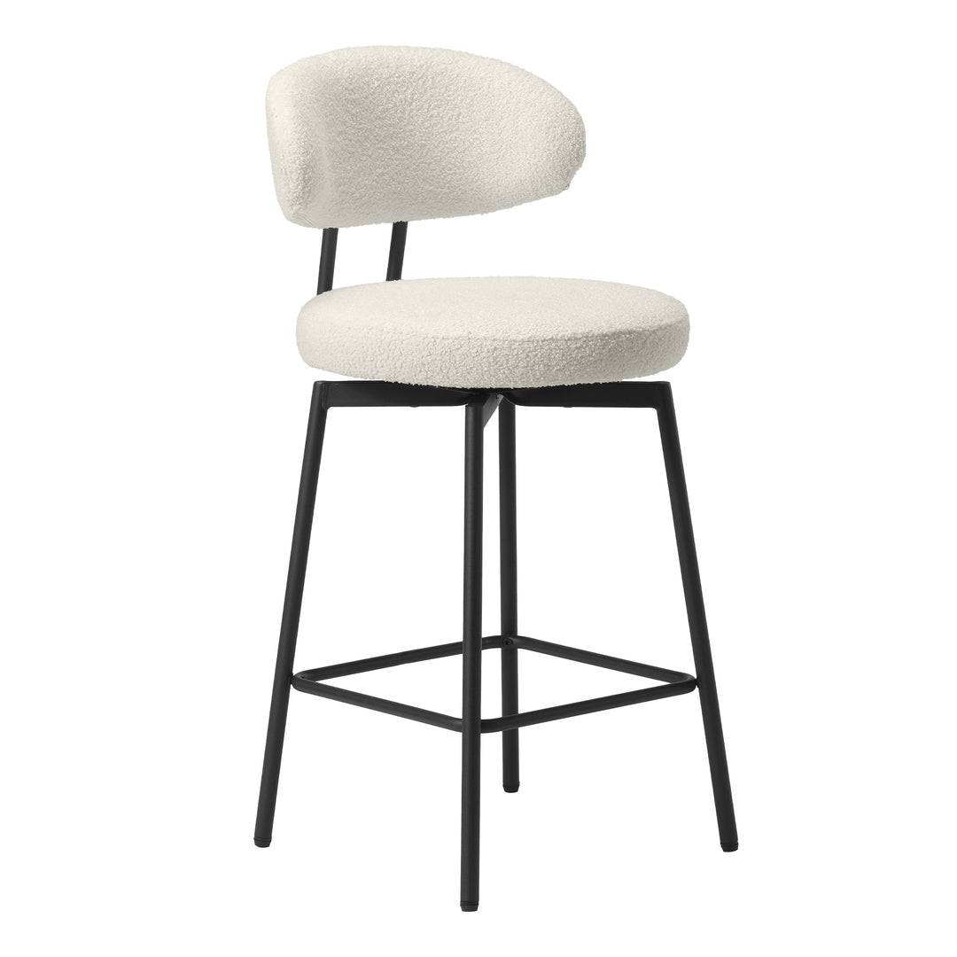 Alexandria Modern Upholstered Sherpa Fabric Counter Height Bar Stools with Back (Set of 2)