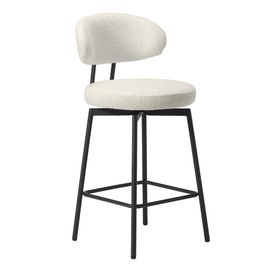 Alexandria Modern Upholstered Sherpa Fabric Counter Height Bar Stools with Back (Set of 2)