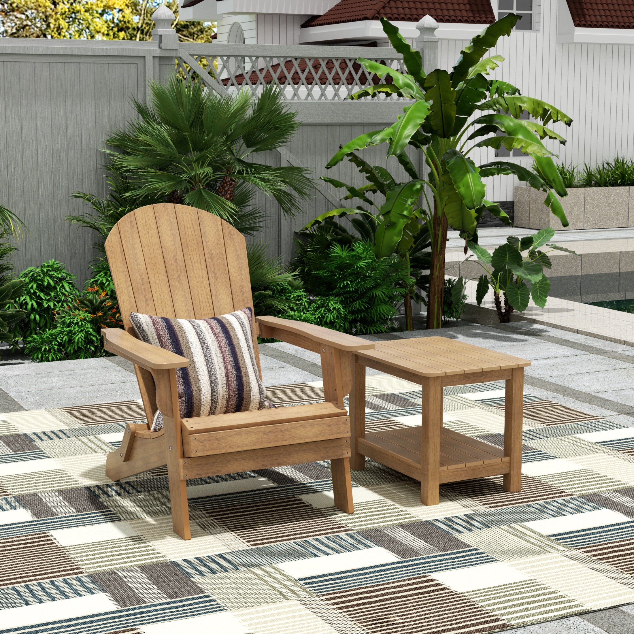 Tuscany HIPS Outdoor Folding Adirondack Seashell Chair With Side Table