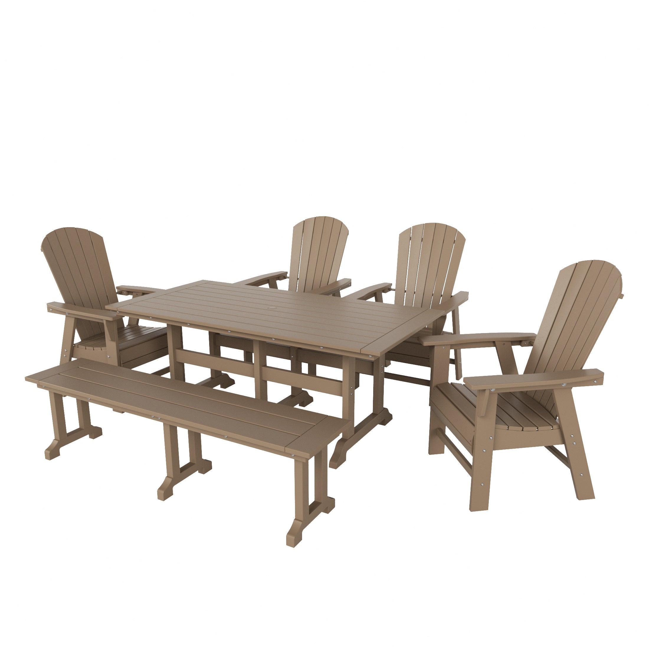 Dylan 6 Piece Outdoor Patio Dining Table and Armchair Dining Bench Set