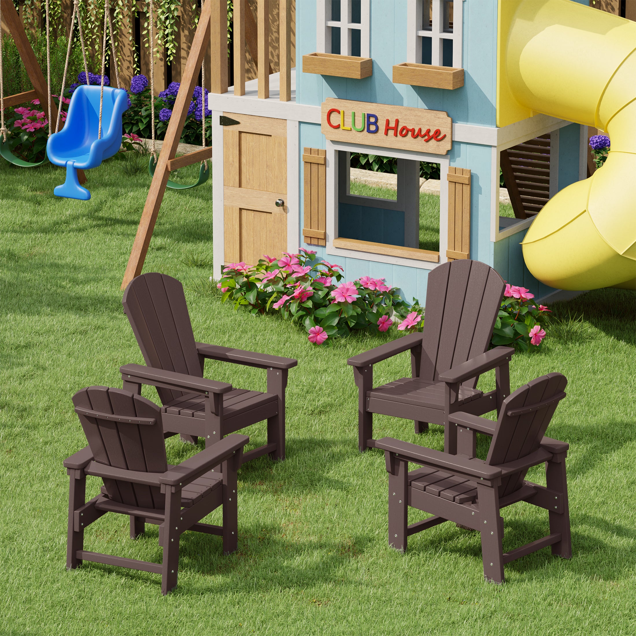 Malibu Kids Outdoor Adirondack Plastic Patio Chair (Set of 4