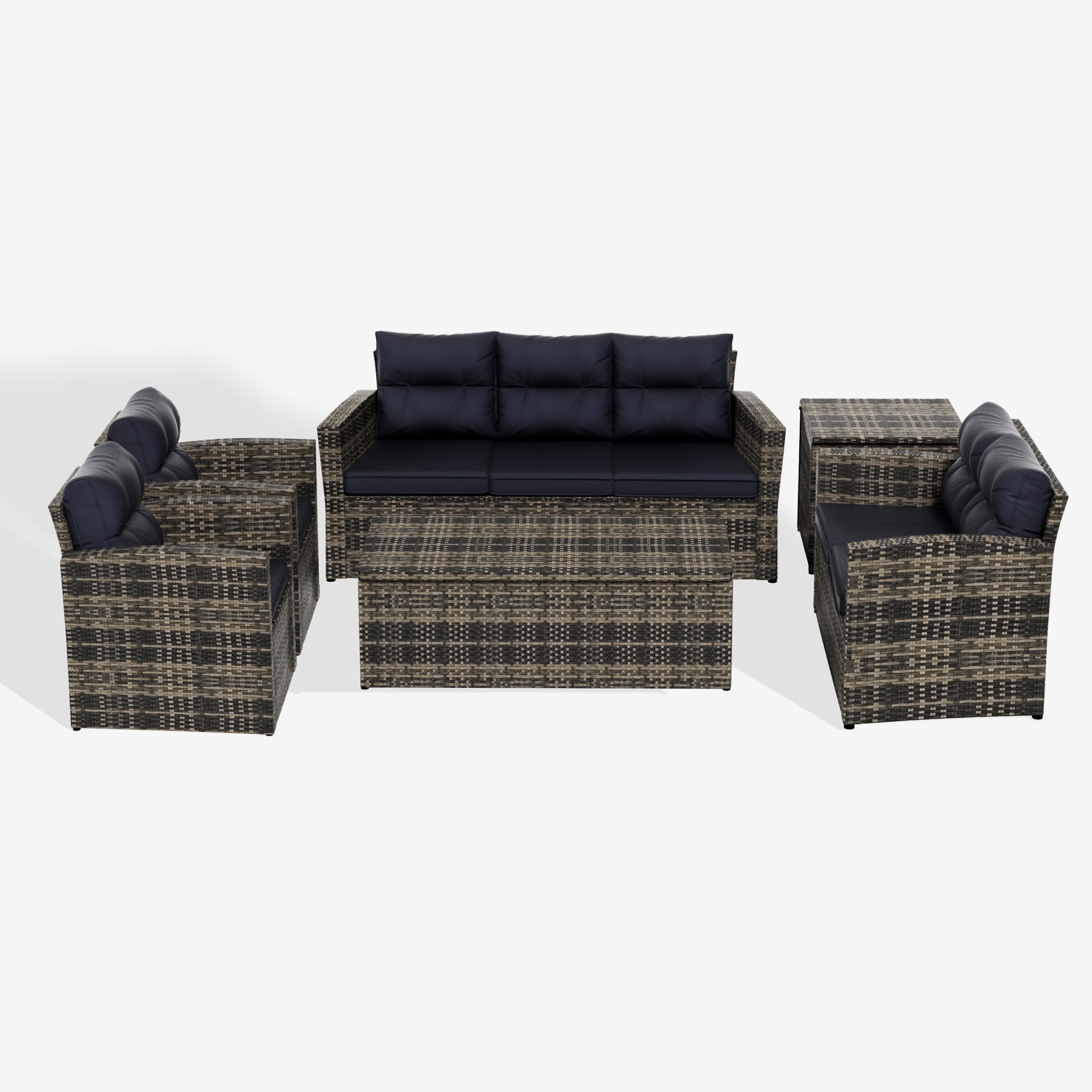 Helio 6-Piece PE Rattan Wicker Outdoor Patio Conversation Sofa Set