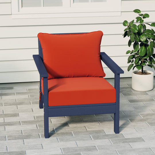 Avalon Outdoor Modern HDPE Patio Club Chair with Deep Seat Cushions