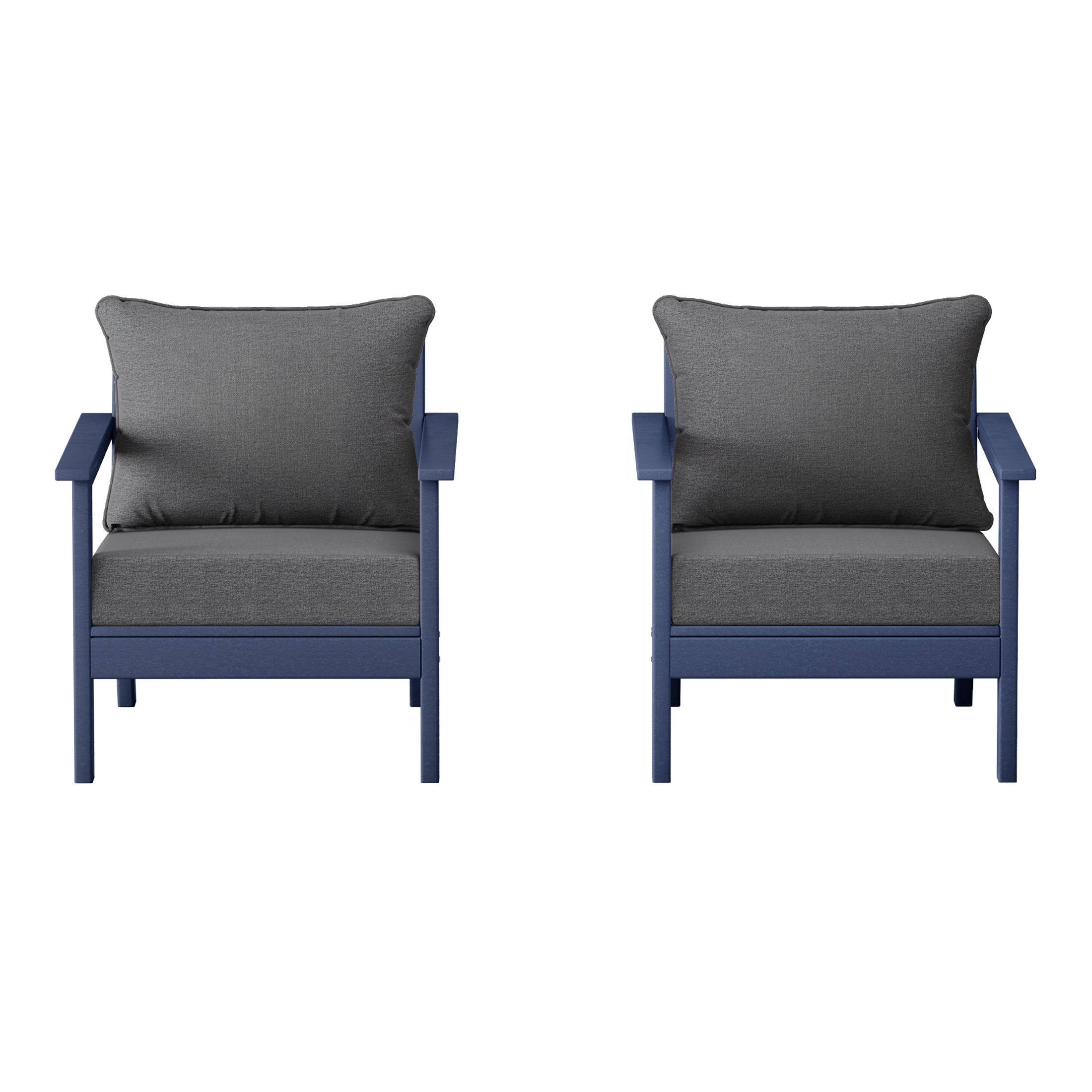Avalon Outdoor Modern HDPE Patio Club Chairs with Deep Seat Cushions (Set of 2)