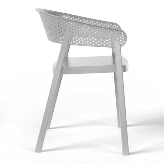 Playa 5-Piece Modern Patio Round Dining Table Set with Stackable Patio Dining Chairs