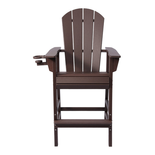 Malibu Outdoor HDPE Tall Adirondack Bar Height Chair With Cup Holder