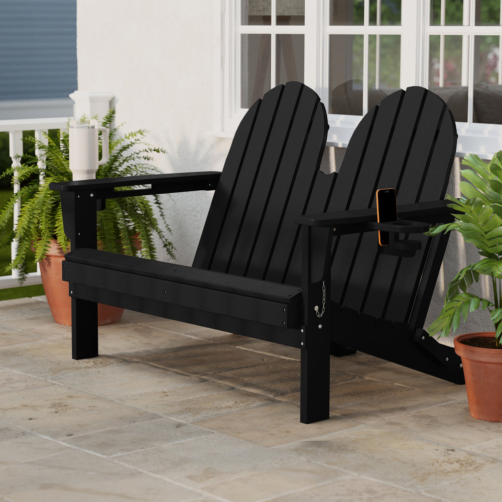 St. Augustine Outdoor Patio 49" HDPE Folding Adirondack Garden Bench
