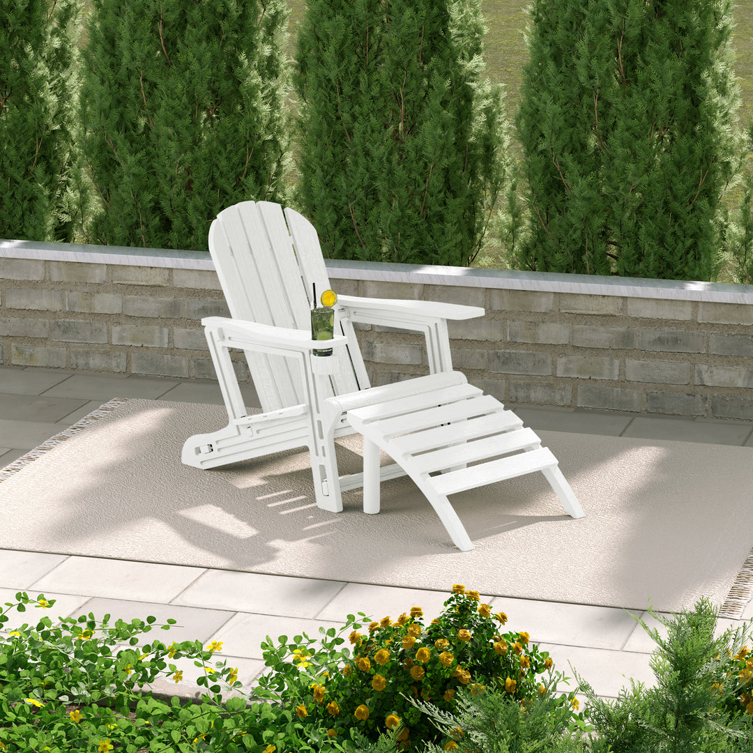 Azura No-Tools Outdoor HDPE Patio Adirondack Chair with Patio Ottoman