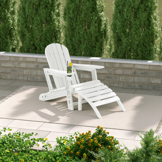 Azura No-Tools Outdoor HDPE Patio Adirondack Chair with Patio Ottoman