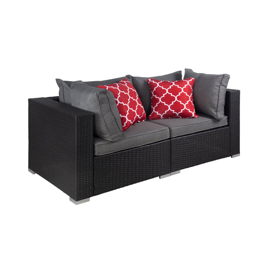 Irvine 2-Piece Outdoor Patio Rattan Wicker Conner Sofa Set