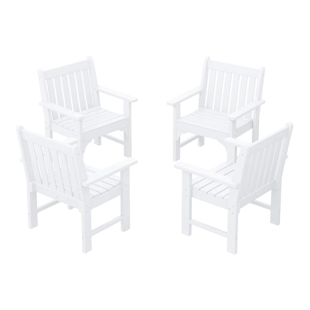Malibu Outdoor Patio HDPE Adirondack Dining Arm Chairs (Set of 4)