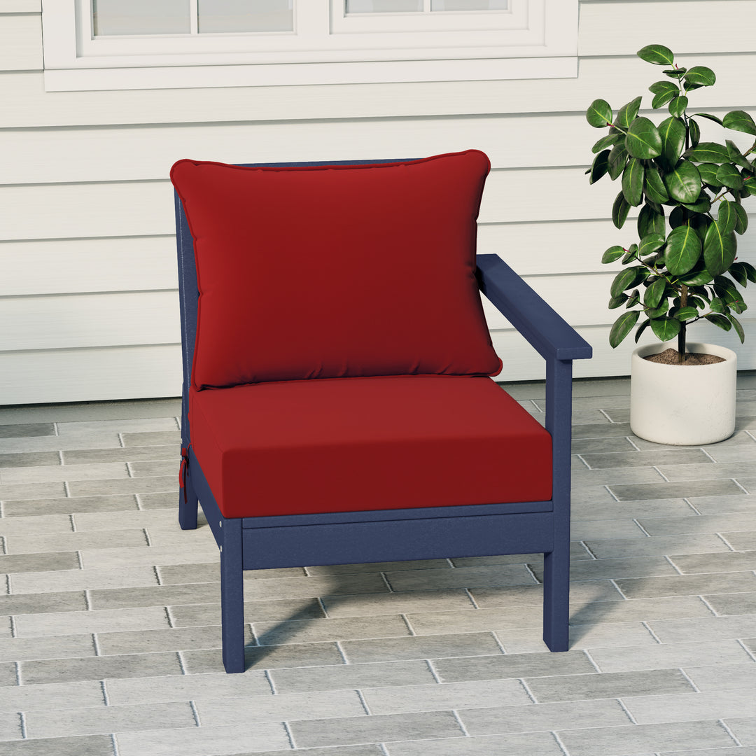 Avalon Outdoor Patio HDPE Right Arm Sectional Corner Club Chair with Patio Cushions