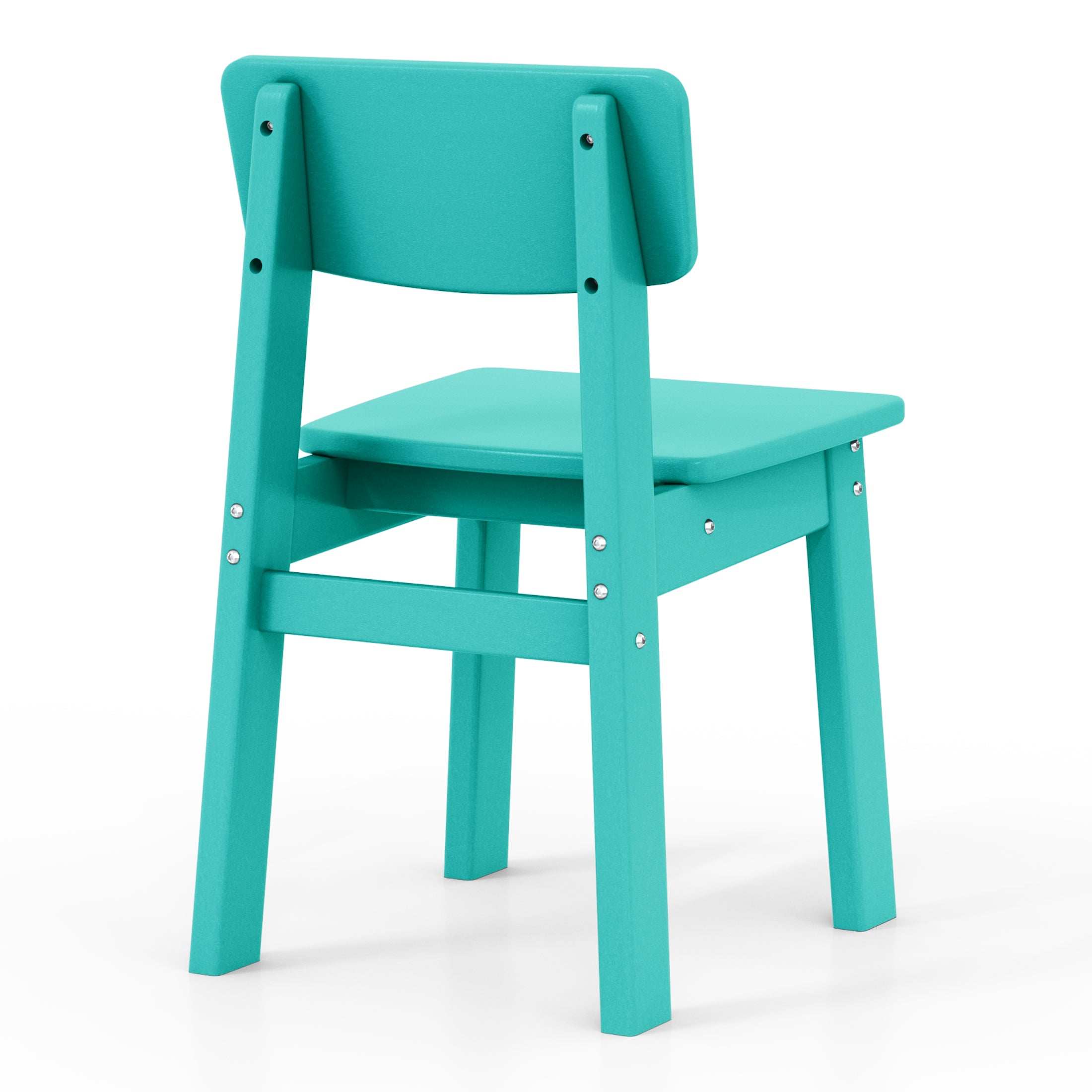 Tiny Terraces Outdoor HDPE Kids Modern Plastic Toddler Dining Chairs (Set of Two)