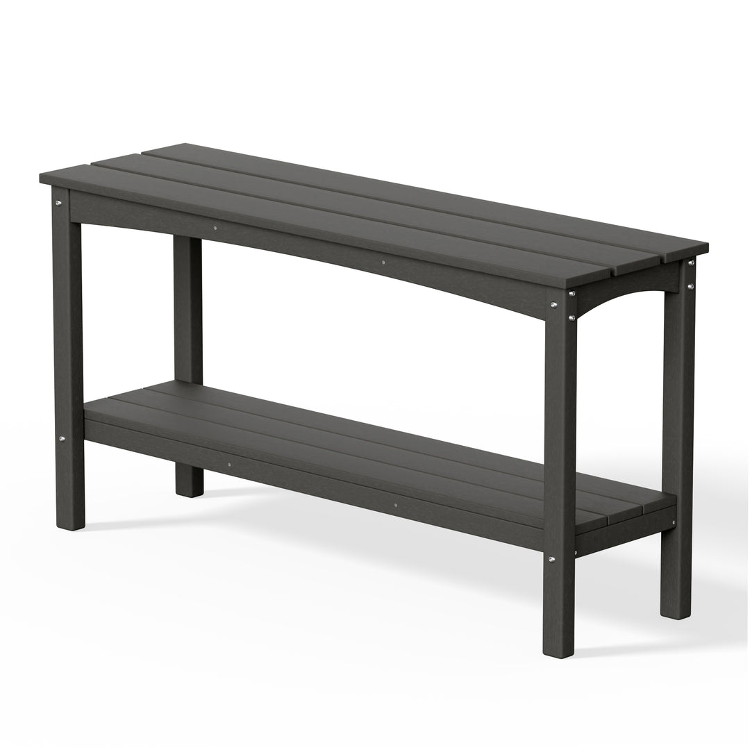 Malibu 55" Outdoor Patio HDPE Adirondack 2-Tier Shelf Console Table