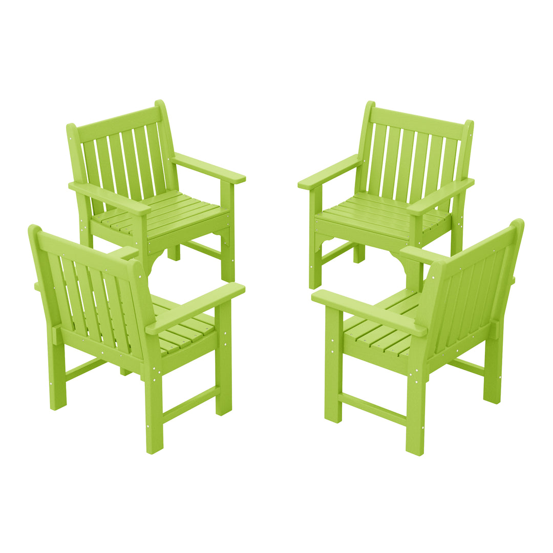 Malibu Outdoor Patio HDPE Adirondack Dining Arm Chairs (Set of 4)