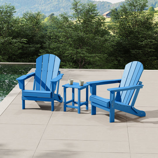 Malibu 3-Piece set Outdoor / Patio Poly Adirondack chair set with a side table ( 2 seater )