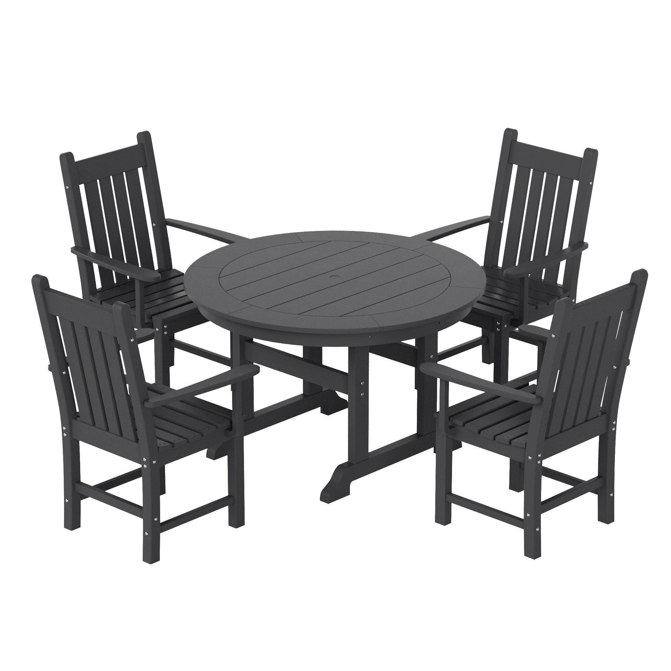 Malibu 5 Piece Outdoor Patio Dining Set Outdoor Round Table and Armchair Set