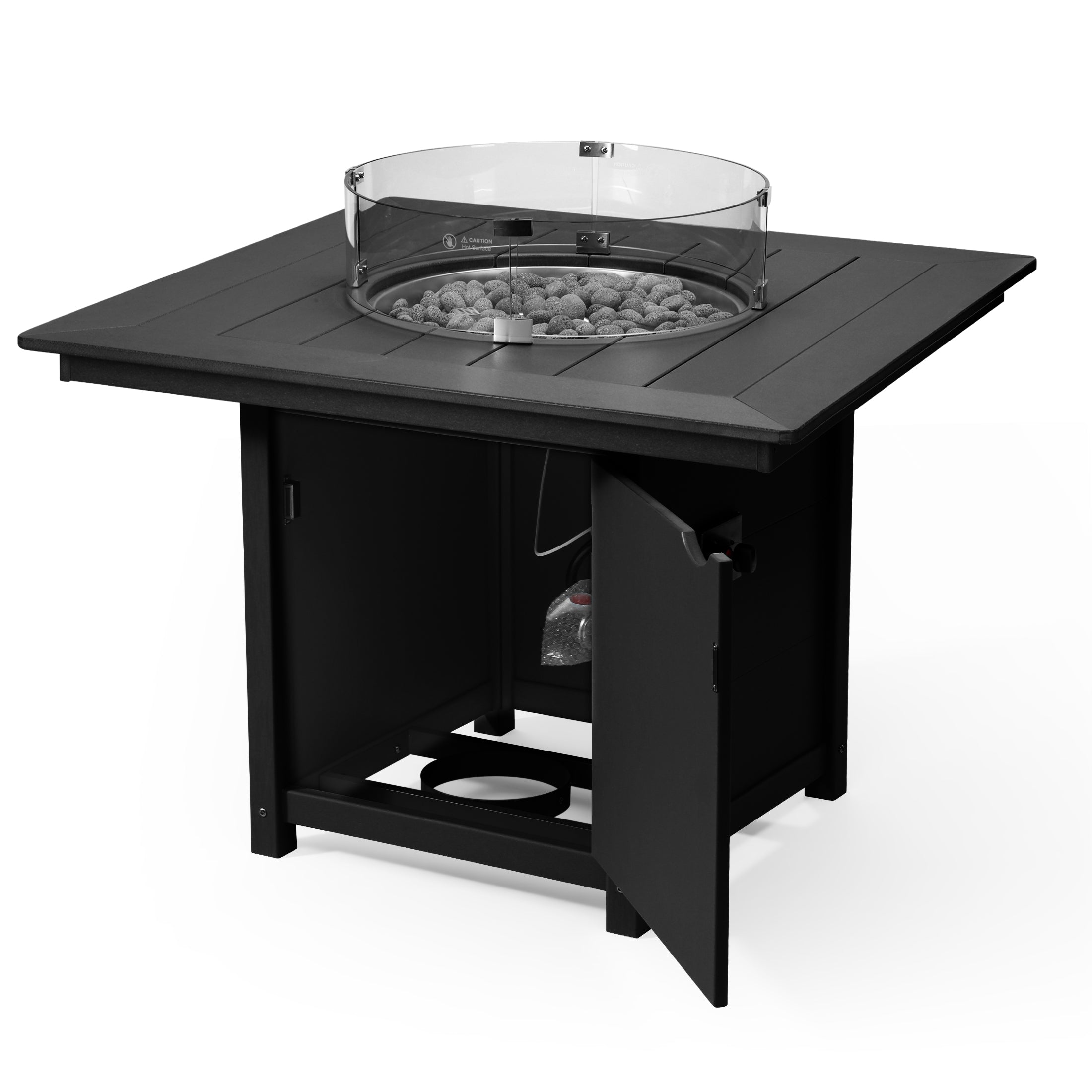 Helios Modern Outdoor Patio Propane 42" Square Fire Pit Table