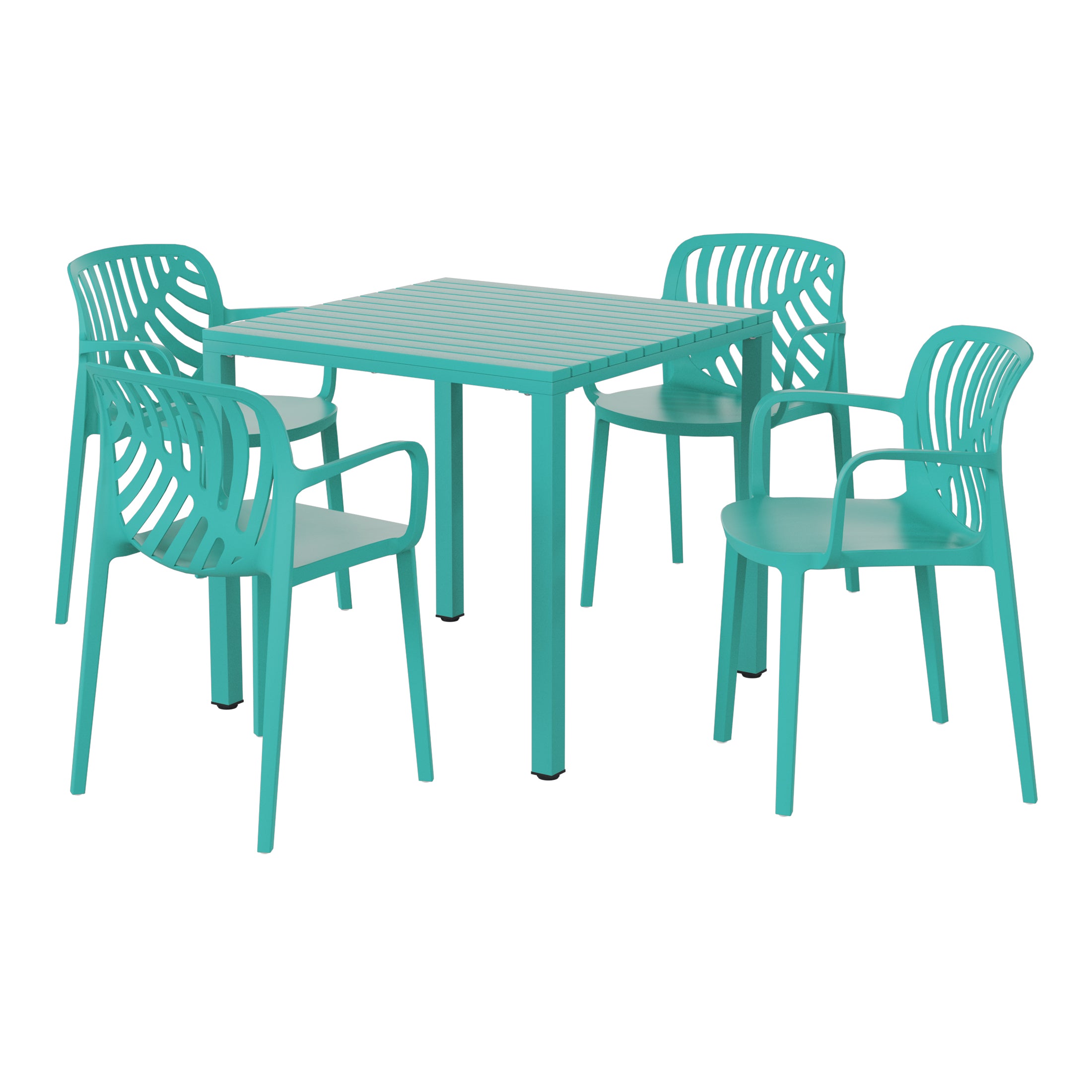 Playa 5-Piece Outdoor Square Dining Table Patio Set with Stackable Patio Dining Chairs